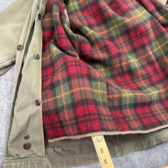 LL Bean Field Coat Mens XLT Tall Canvas Wool Blend Plaid Lined Chore *READ - Picture 7 of 16